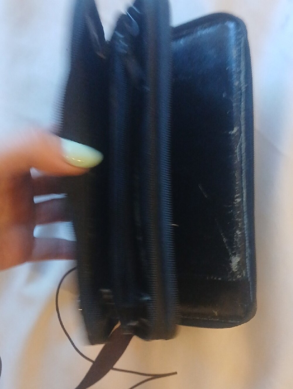 Black Studded Zip-Around Wallet with Gold Lion Accent - Picture 4 of 5